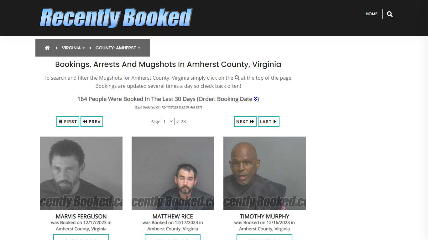 Recent bookings, Arrests, Mugshots in Amherst County, Virginia